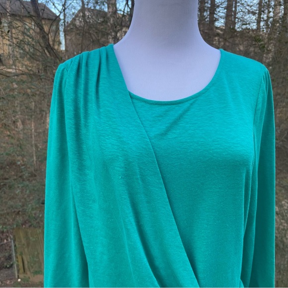 Lafayette 148 NY front draped freshwater linen 3/4 sleeve top size M - Picture 2 of 9